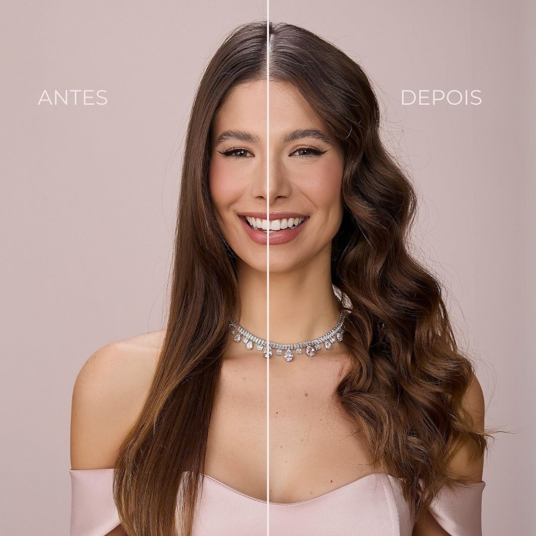 Penteado antes e depois do Fix 3 em 1